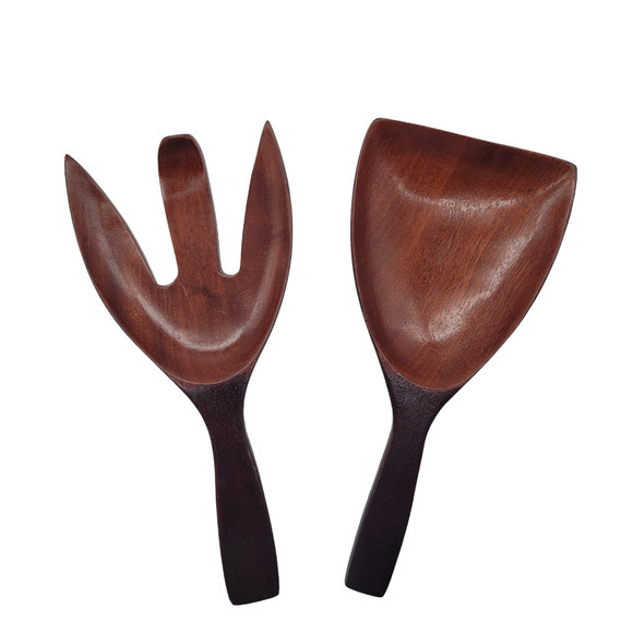 MCM Vintage Wooden Rice Paddle‎ and Fluffing Fork - Picture 3 of 3